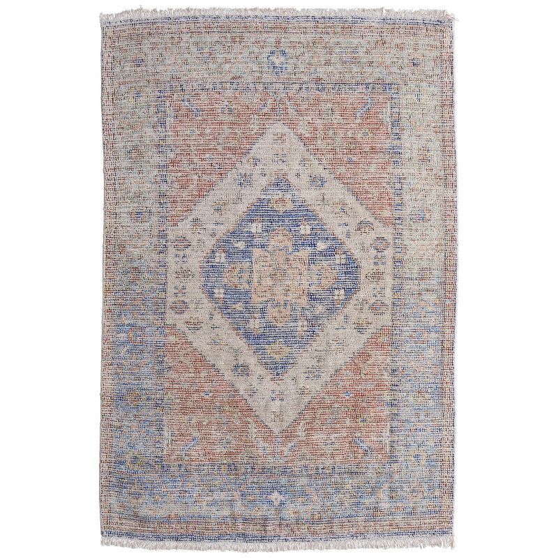 Caldwell Distressed Ivory Blue Red Wool Area Rug