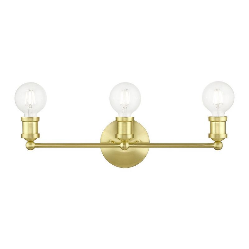 Satin Brass 3-Light Vanity with Steel Finish