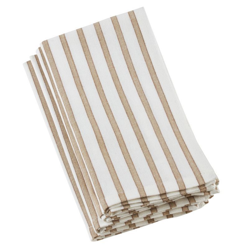 Natural Cotton Striped Table Napkins Set of 4