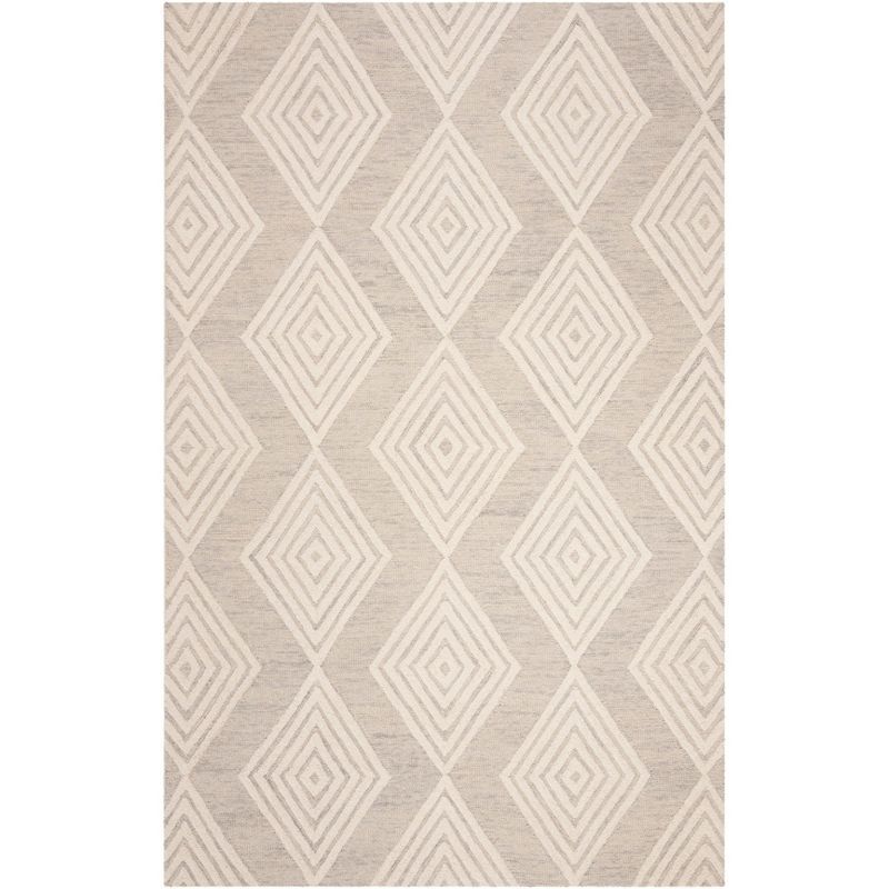 Silver Ivory Tufted Floral Wool Area Rug, 5' x 8'