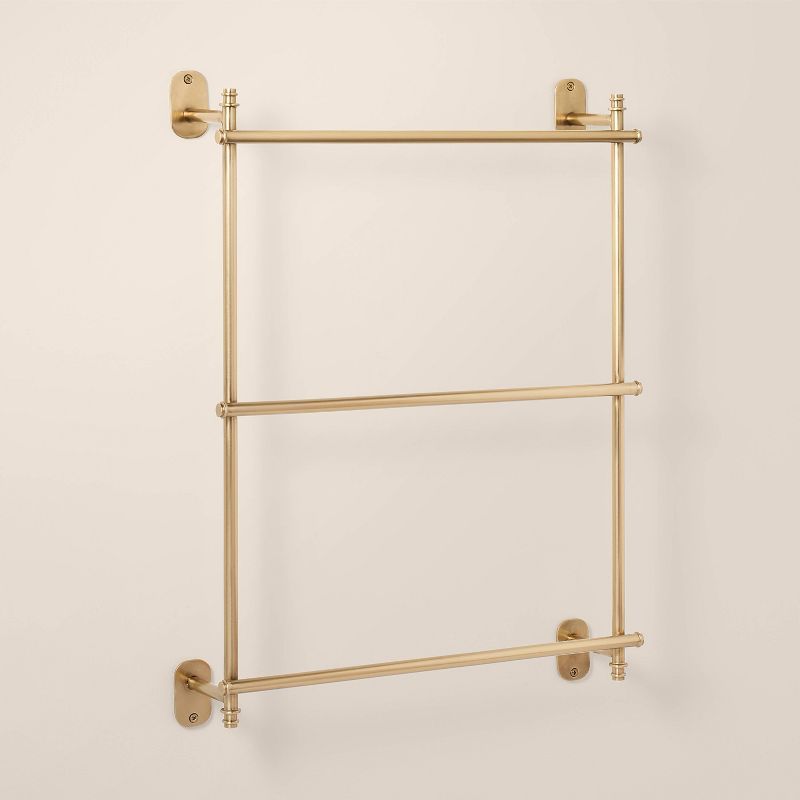 Wall-Mounted Brass Ladder Towel Rack with Lacquered Finish