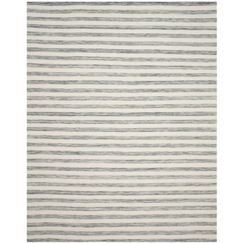 Gray and Ivory Wool Flat Woven 8' x 10' Area Rug