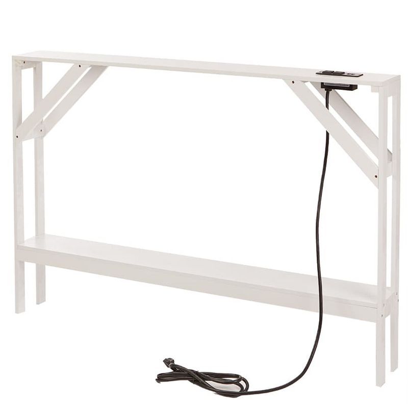 White Slim Console Table with Power Outlets and USB Ports