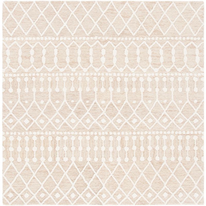 Ivory Elegance Hand-Tufted Wool Square Area Rug, 8'x8'