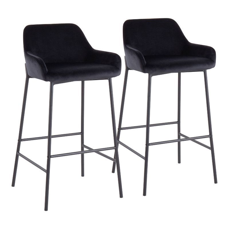Daniella 38" Industrial Black Velvet Metal Bar Stool