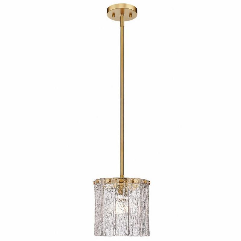 Glacier Modern Gold LED Pendant Light with Clear Textured Glass