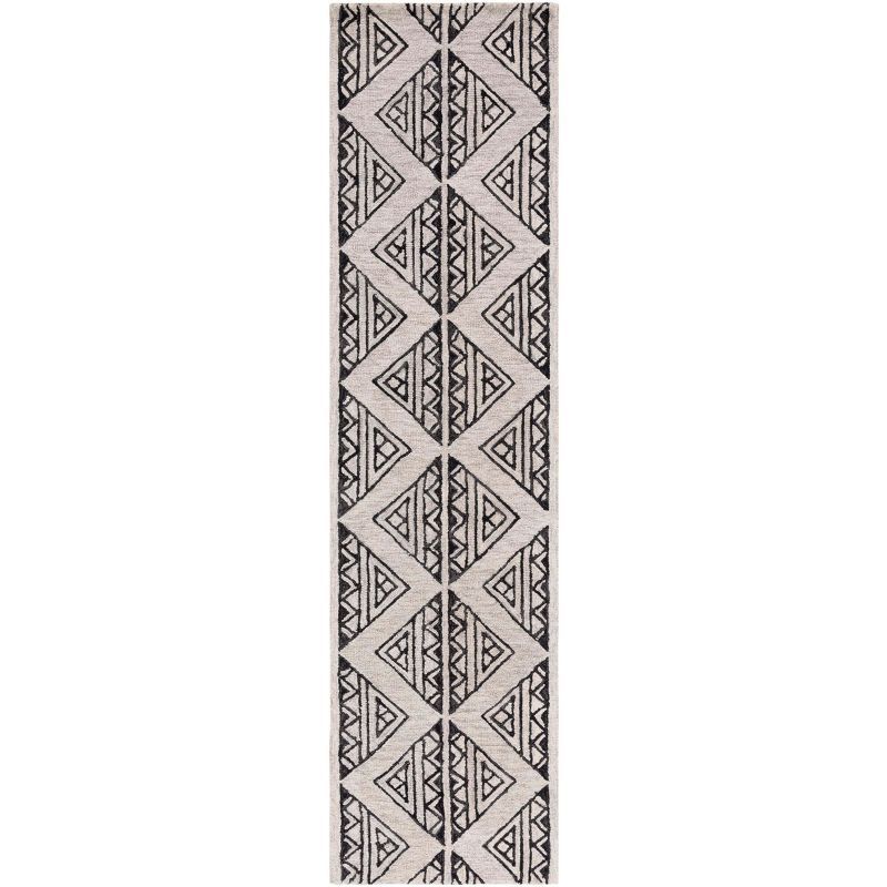 Hand-Tufted Black and Beige Wool Runner Rug