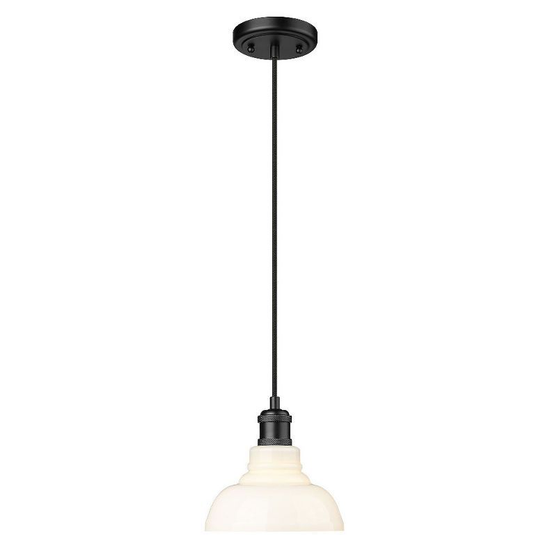 Matte Black Mini Pendant Light with Glass Shade