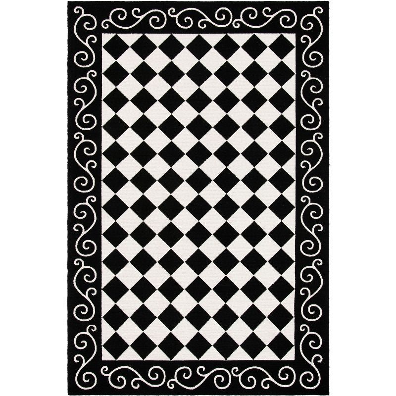 Chelsea 3' x 3' Black and Ivory Wool Hand-Hooked Square Rug