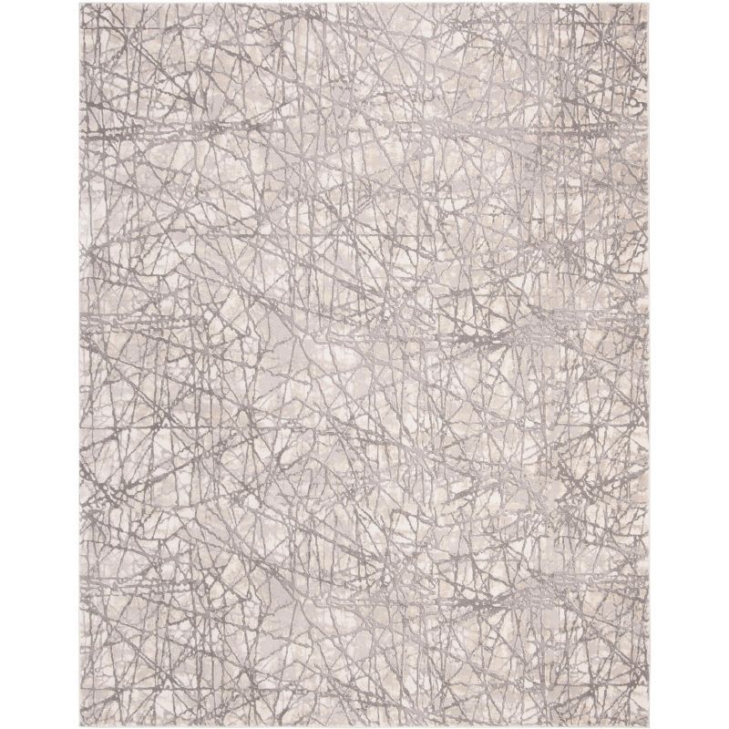 Gray and Beige Abstract 9' x 12' Hand-Knotted Area Rug