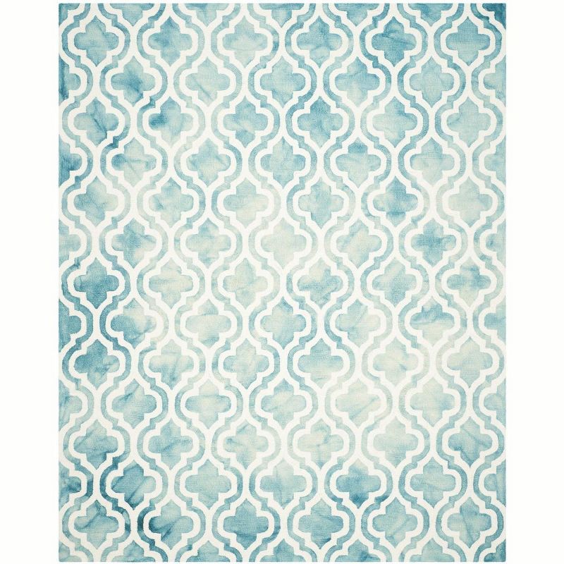 Turquoise & Ivory Hand-Tufted Wool Area Rug 8' x 10'