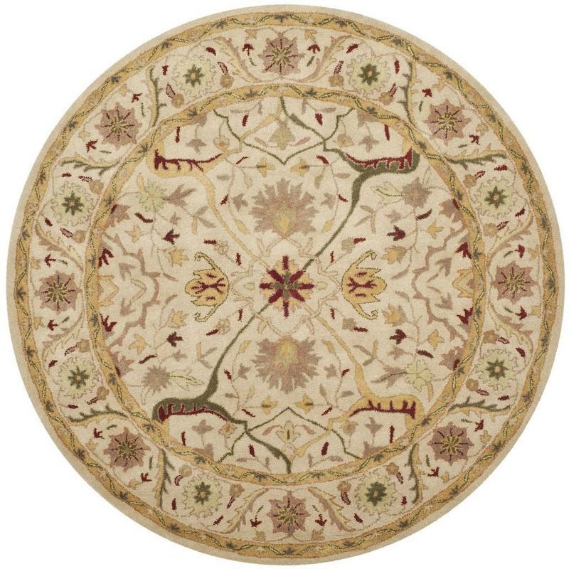 Ivory Round Handmade Wool Tufted Area Rug