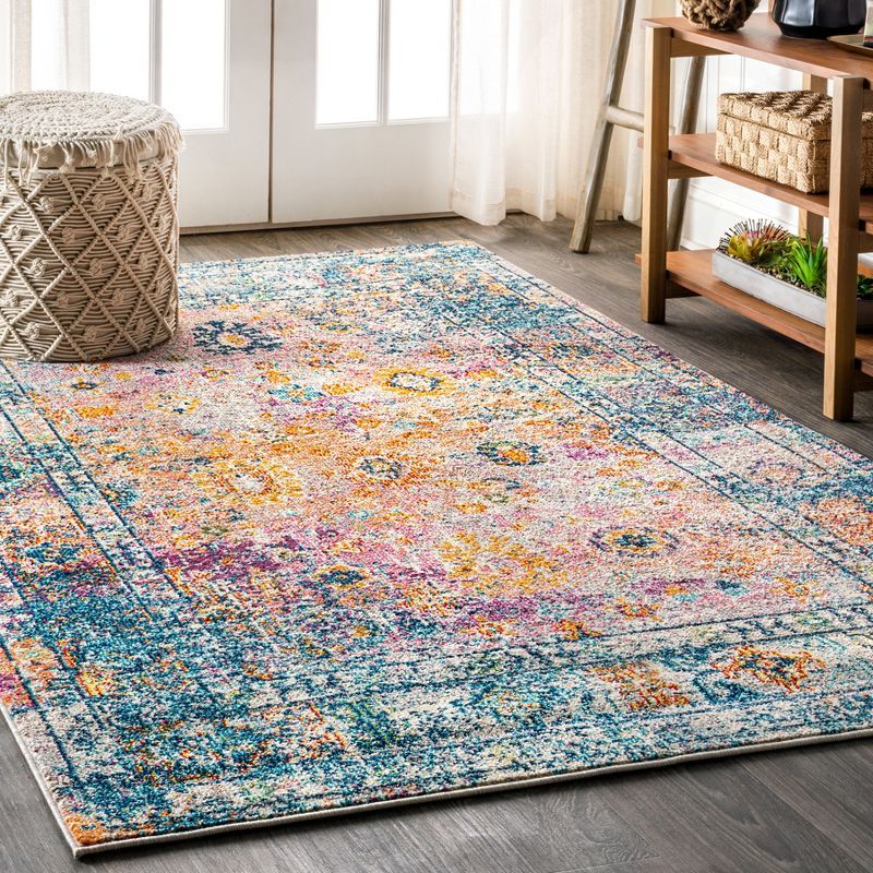 Bohemian Multicolor Synthetic 8' x 10' Reversible Area Rug