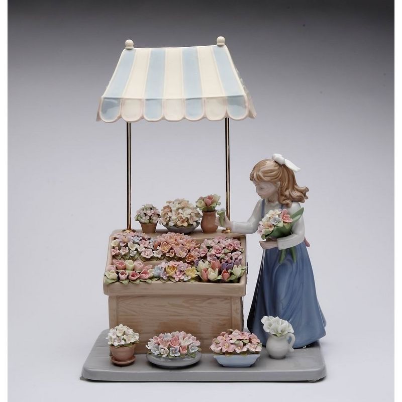 Handcrafted Ceramic Girl with Flower Shop Figurine