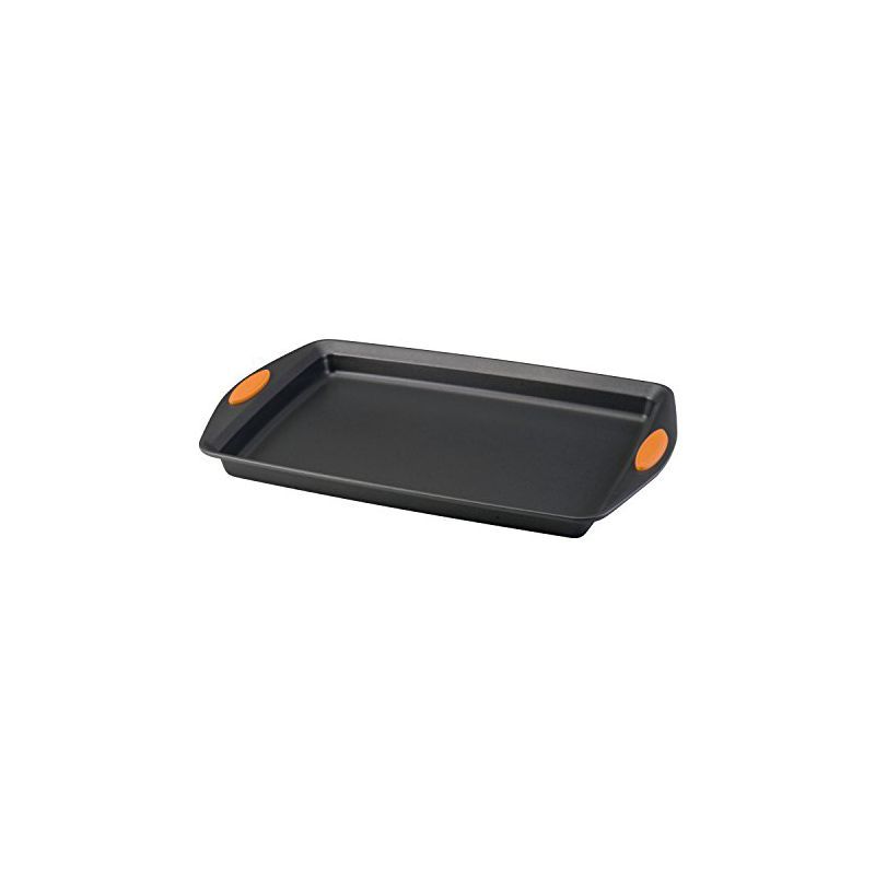 Gray Nonstick Aluminum and Carbon Steel Baking Sheet with Orange Grips