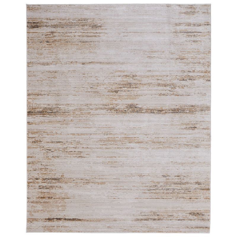 Beige and Brown Abstract Flat Woven Viscose Rug