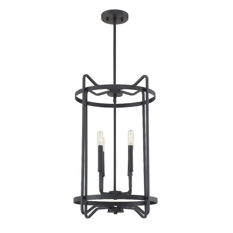 Transitional Matte Black 4-Light Adjustable Foyer Chandelier