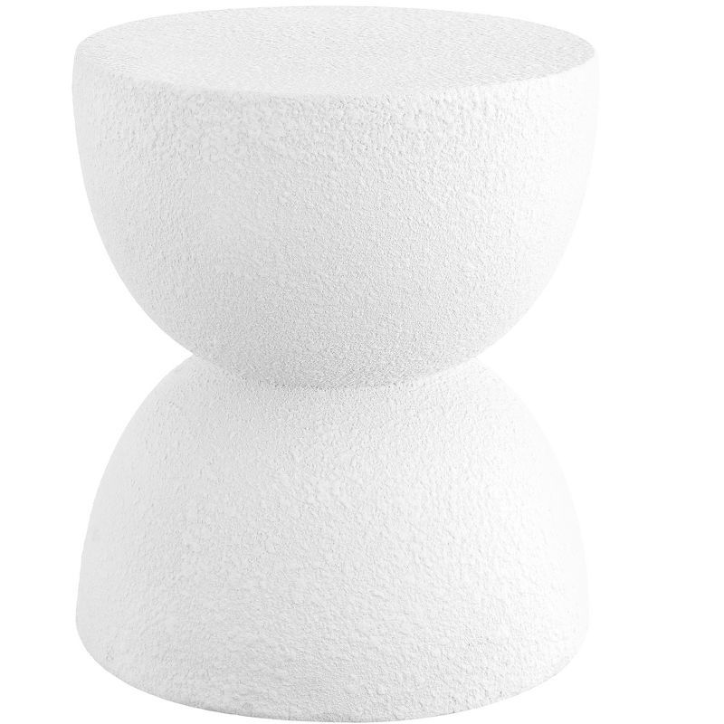 Greta 18" White Polyresin Mid-Century Modern Drum Accent Table