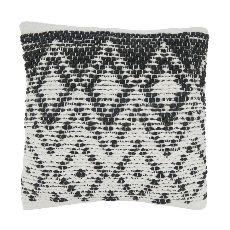 Black and White Diamond Woven Cotton Euro Pillow Cover