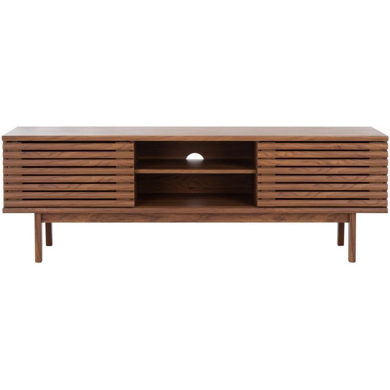 Aricia Walnut 59" Media Stand with Cabinet