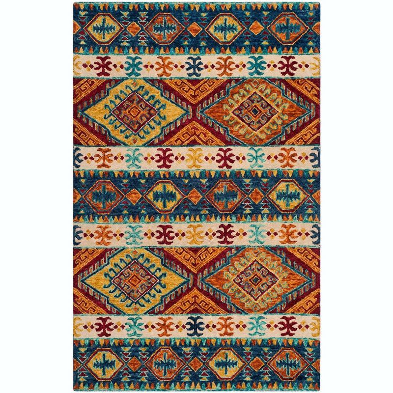 Handmade Multicolor Geometric Wool Round Area Rug