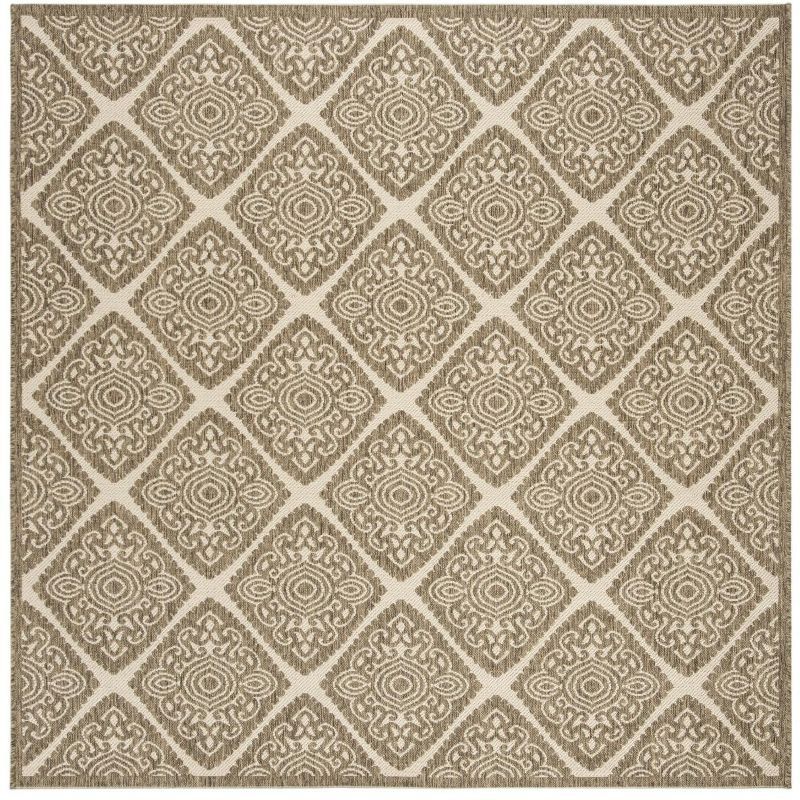 Linden Cream and Beige Geometric Flat Woven Square Rug