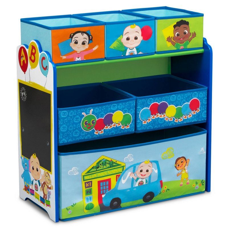 CoComelon Blue Wooden 6-Bin Toy Storage Organizer