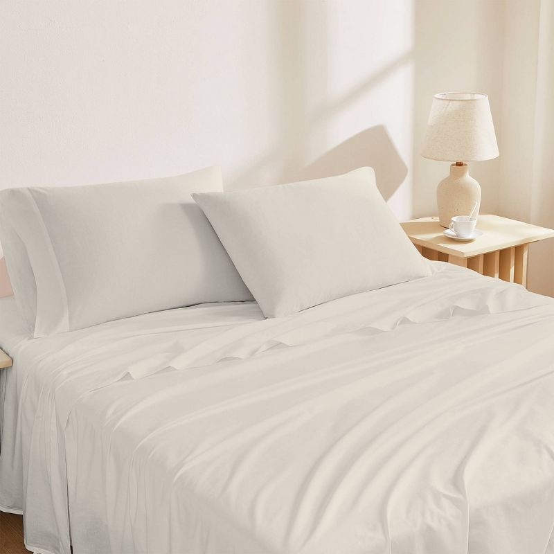 Queen Ivory Organic Cotton Deep Pocket Percale Sheet Set