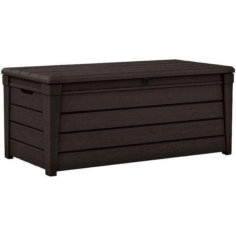 Keter Brown 120 Gallon Lockable Plastic Wicker Deck Box