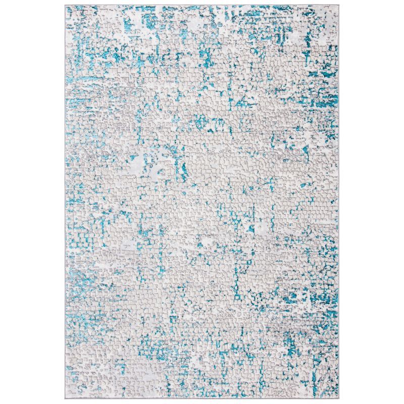 Amelia Grey and Turquoise Rectangular Washable Area Rug