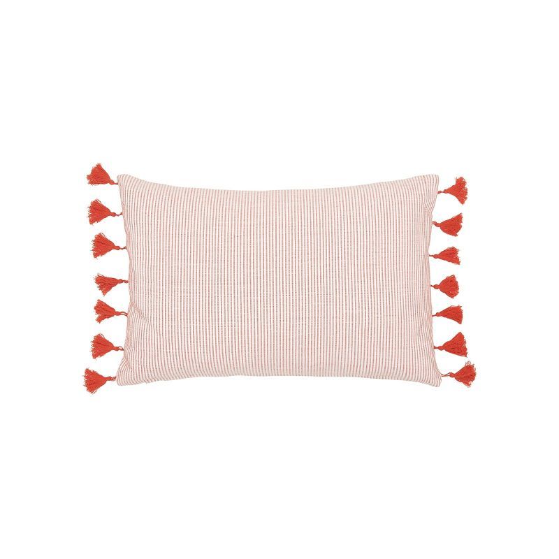 Brett Striped Cotton Throw Pillow with Tassels