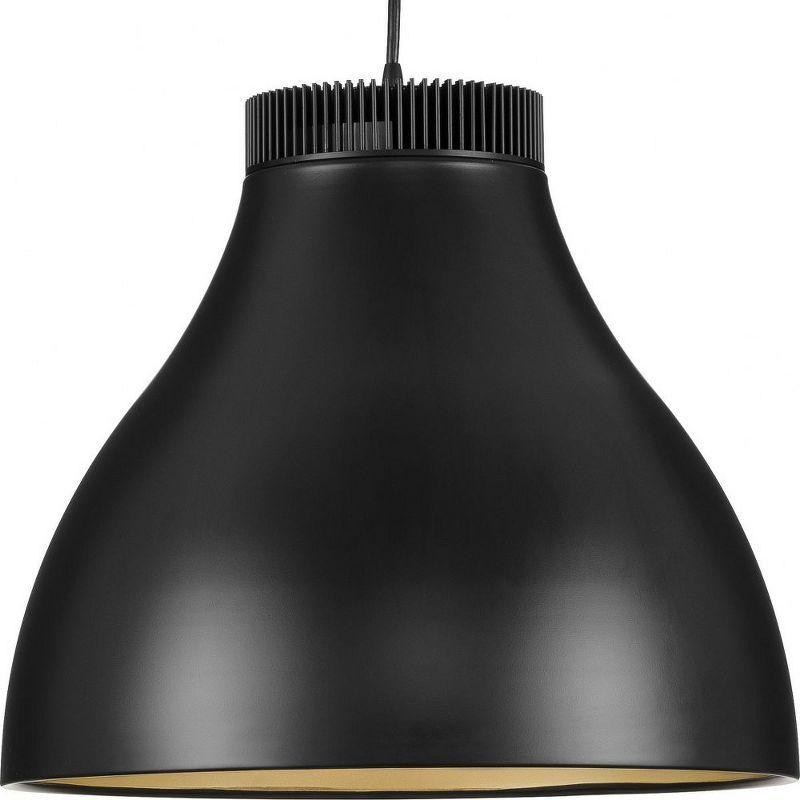 Matte Black and Gold LED Dome Pendant Light