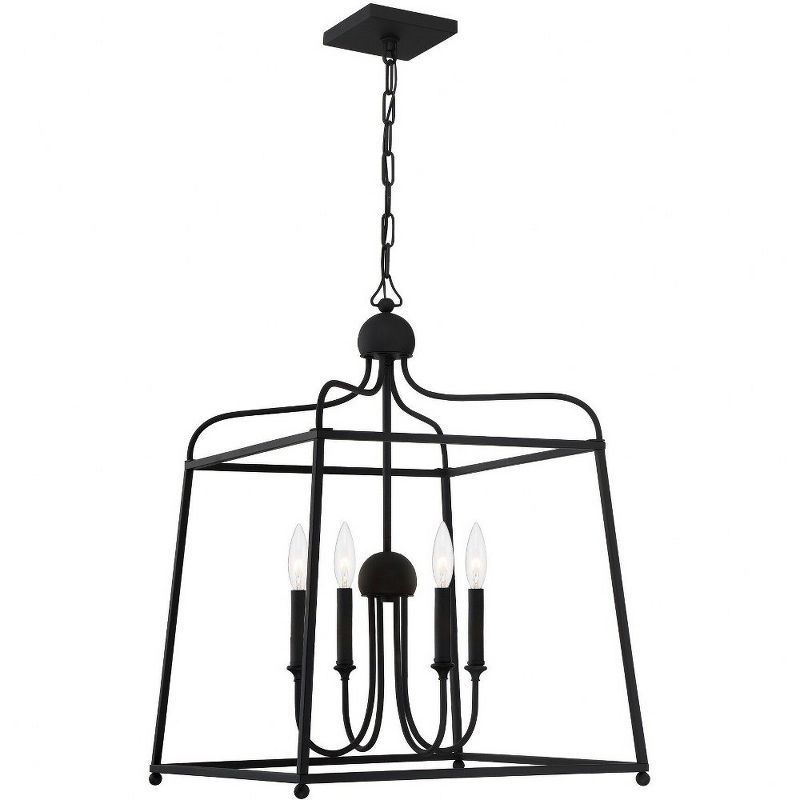 Mini Black Forged Cage 4-Light Chandelier
