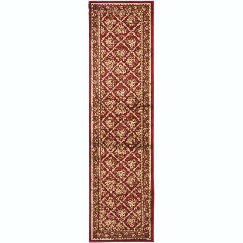 Red Floral Synthetic Runner Rug, 2'3" x 12'