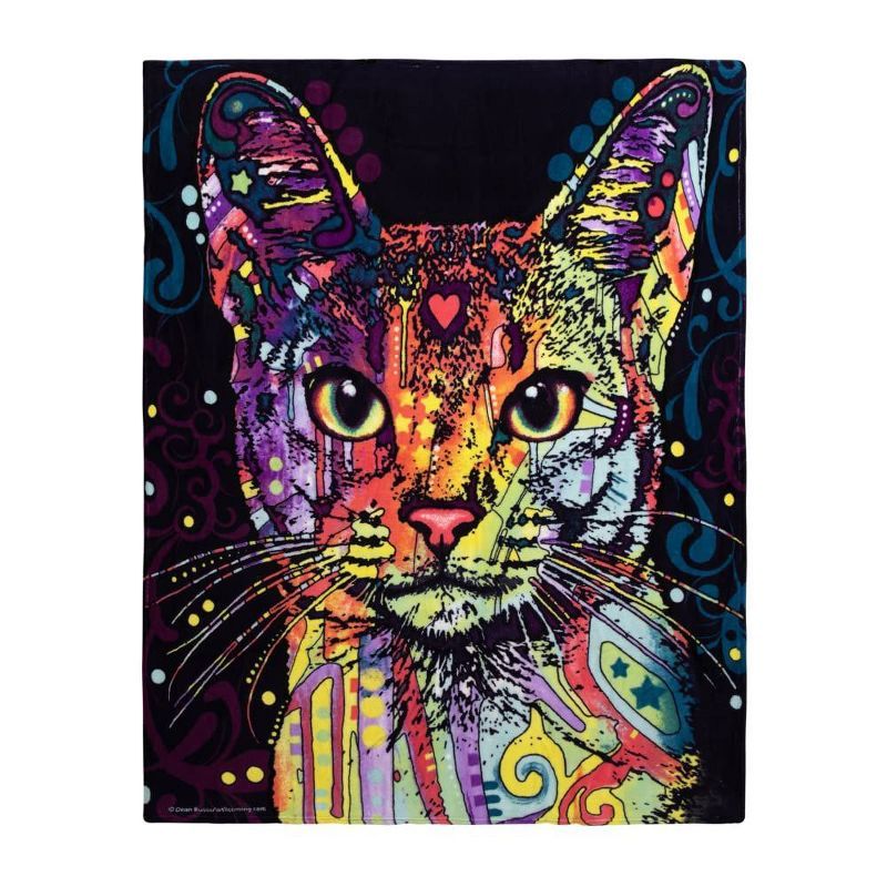 Dean Russo Multicolor Cat Fleece Throw Blanket for Pets and Kids