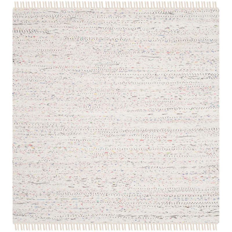 Ivory Multi-Color Handwoven Cotton 4' x 4' Square Area Rug