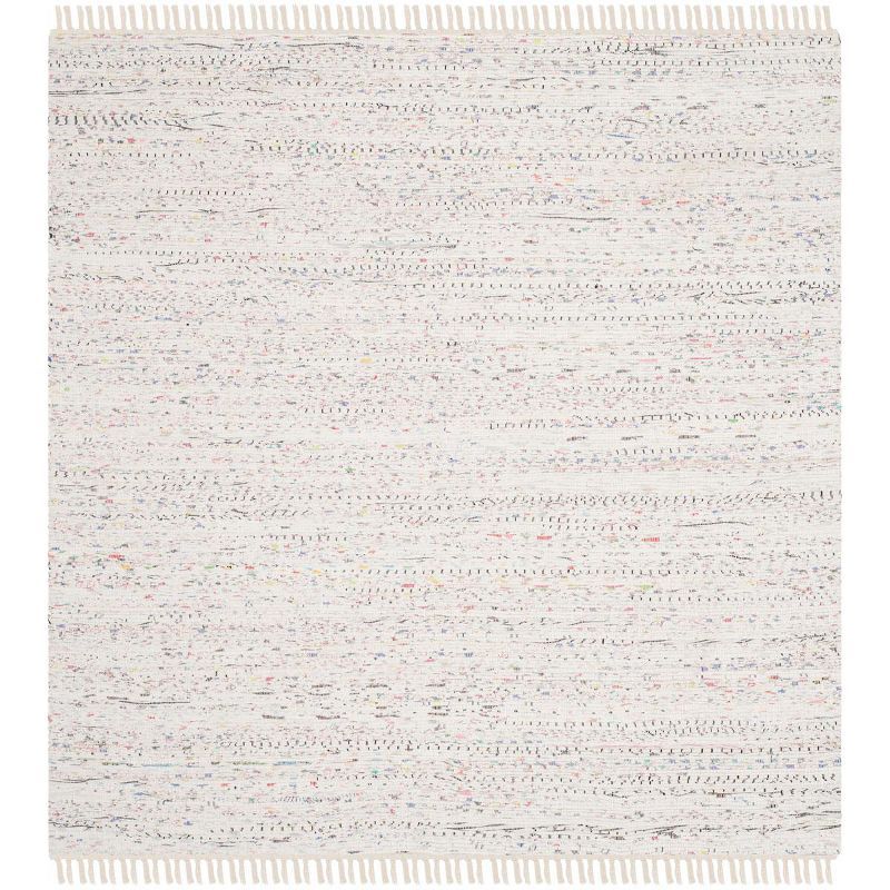 Ivory Multi-Color Handwoven Cotton 4' x 4' Square Area Rug