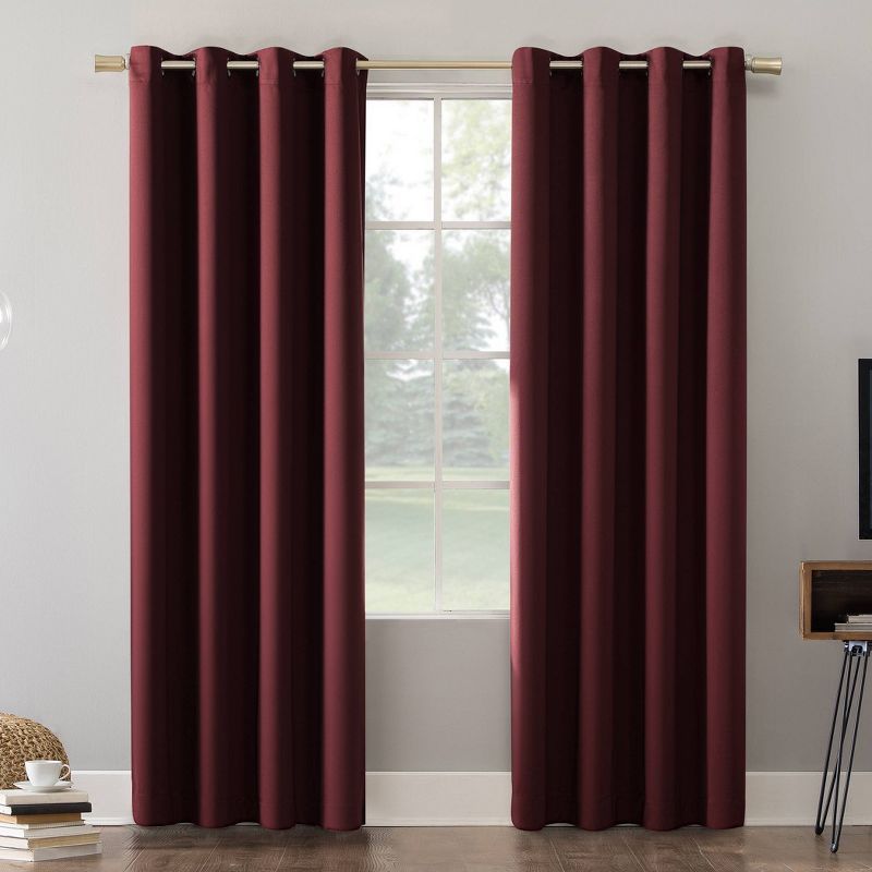 Wine Polyester 95" Blackout Grommet Curtain Panel