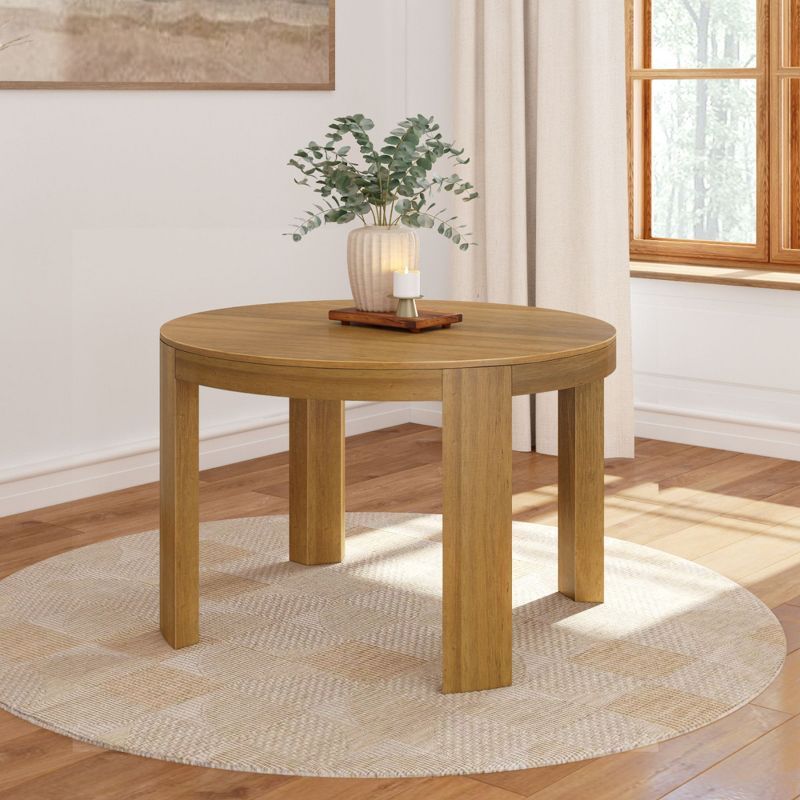 Pecan 47'' Round Solid Wood Dining Table for Four