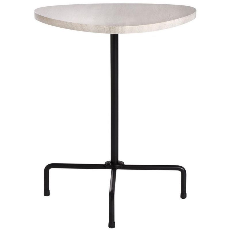 Bauhaus-inspired Light Grey Oak & Black Metal Tripod Side Table