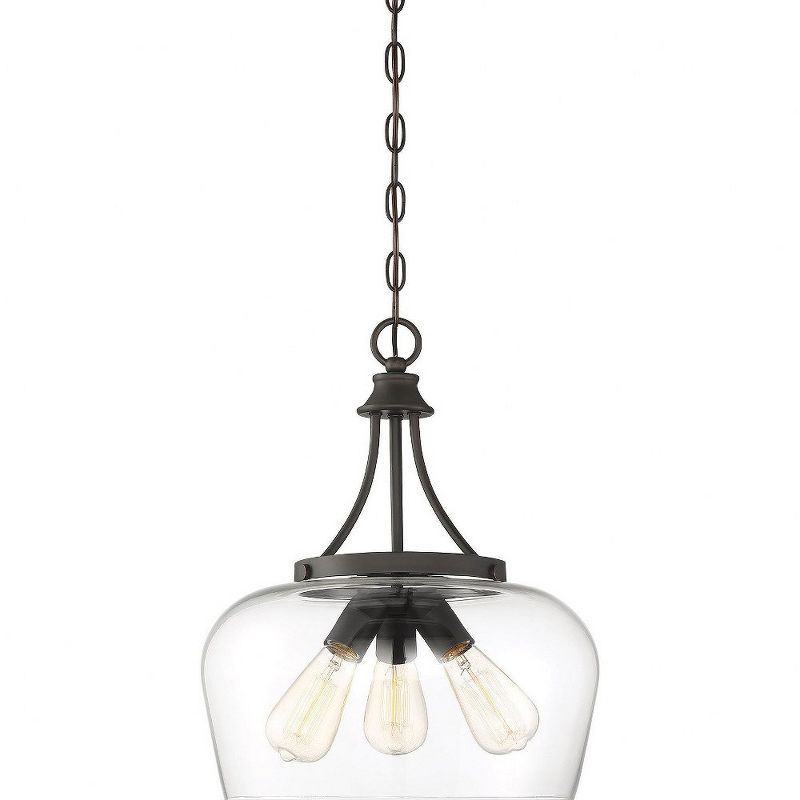 English Bronze Glass Transitional Pendant Light