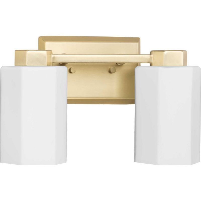 Estrada Brushed Gold 2-Light Vanity with Opal Glass Shades