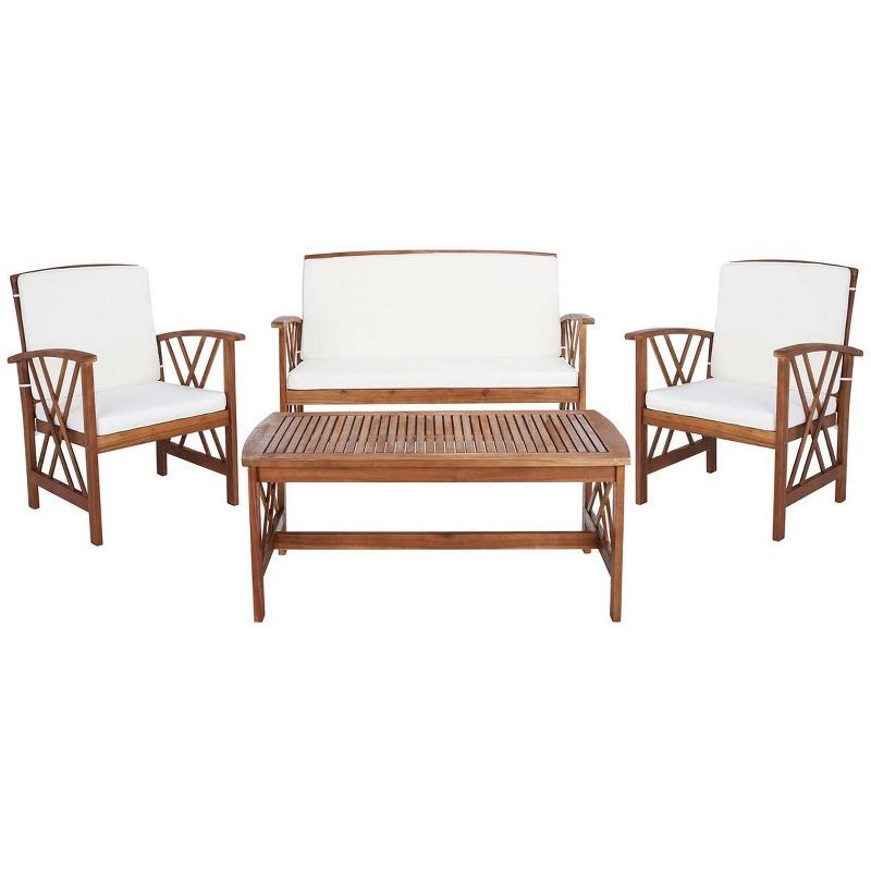 Fontana Brown Acacia 4-Piece Outdoor Conversation Set