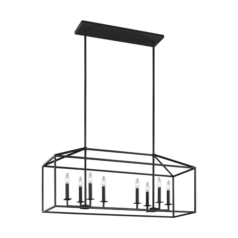 Perryton Minimalist Square Steel 40" Black Island Pendant