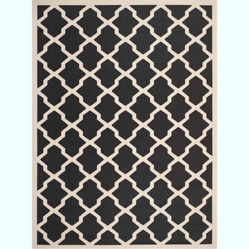 Elegant Scallop Lattice 9' x 12' Black Synthetic Area Rug