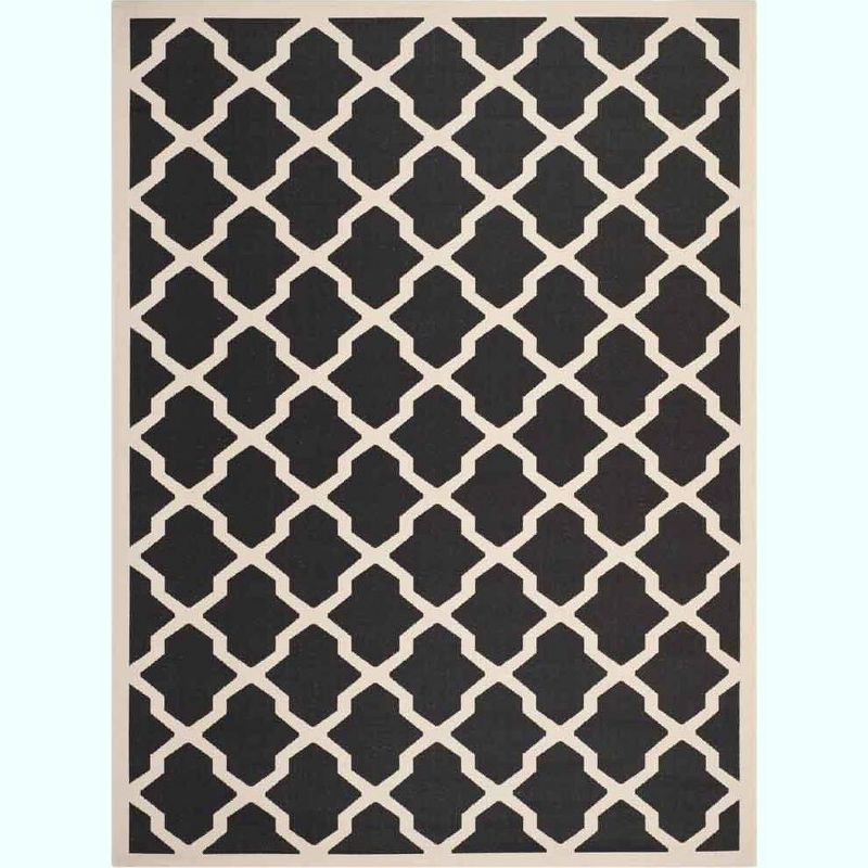 Elegant Scallop Lattice 9' x 12' Black Synthetic Area Rug