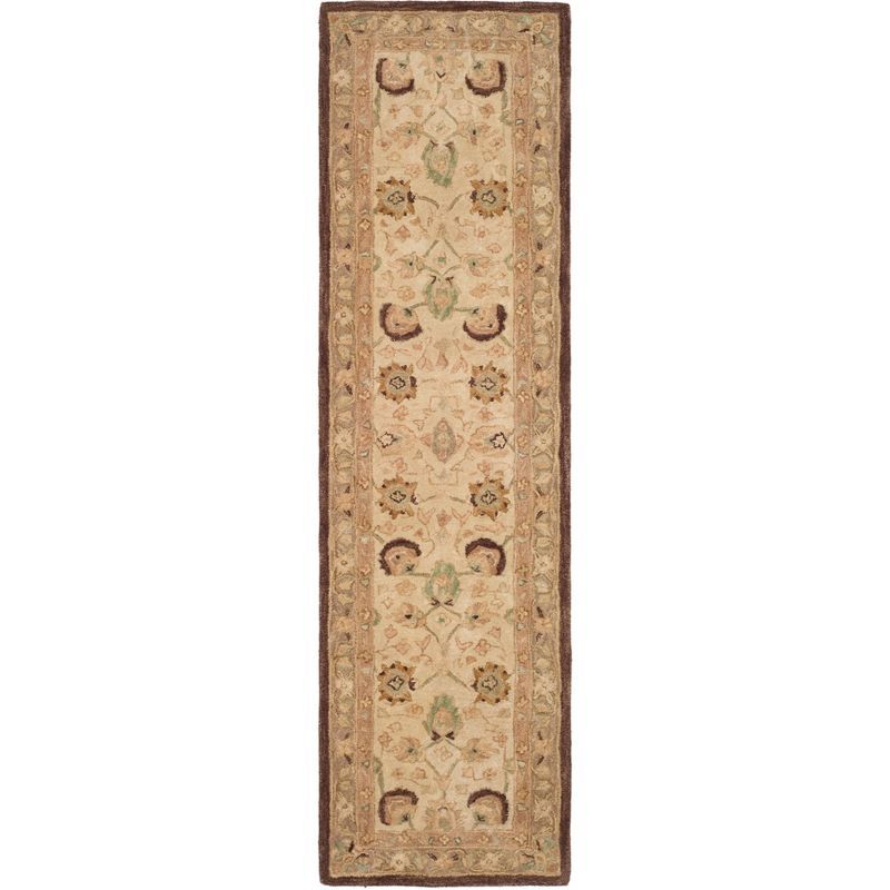 Hand-Tufted Ivory and Brown Wool Runner Rug, 2'3" x 10'