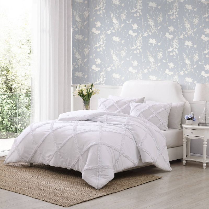 White Twin Microfiber Comforter Set with Frills