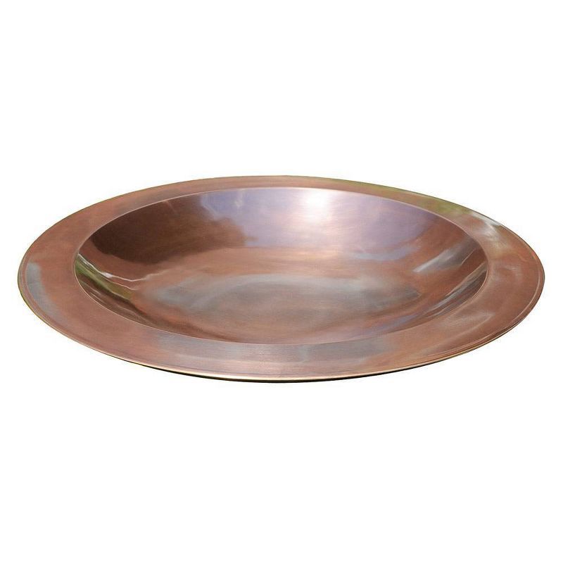 Large Antique Copper Metal Birdbath Bowl with Stand