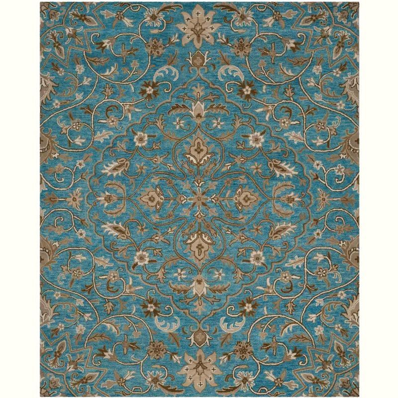 Hand-Tufted Bella Blue/Taupe Wool Area Rug, 8' x 10'